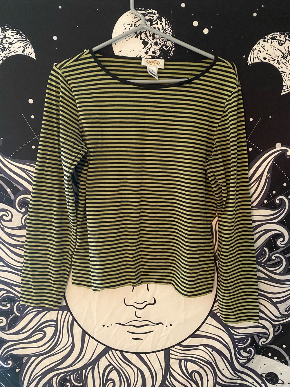 Vintage 90’s Women’s Green & Black Emo Alt Mallgoth Striped Shirt